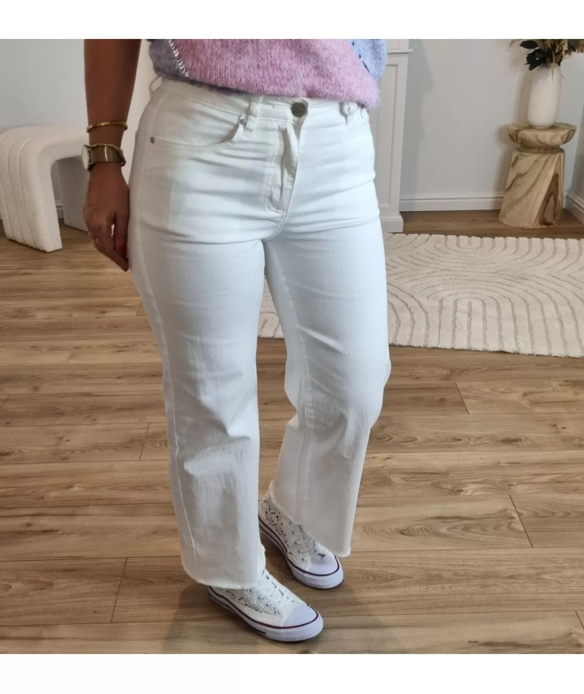 La boutique de Lilie Jeans / Pantalons>JEANS ARABESQUE 7/8 Blanc