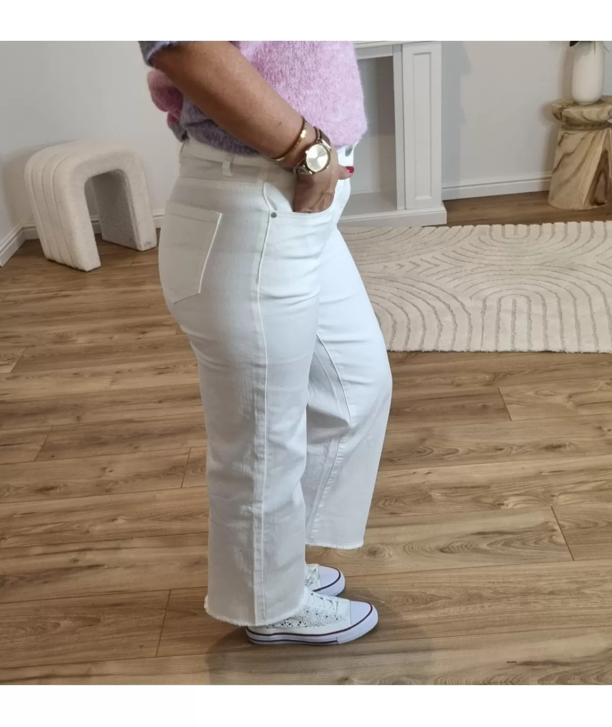 La boutique de Lilie Jeans / Pantalons>JEANS ARABESQUE 7/8 Blanc