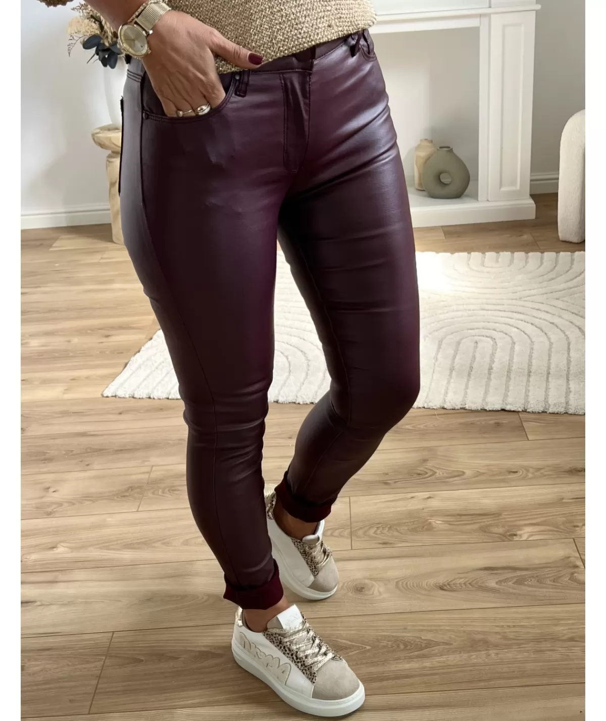 La boutique de Lilie Jeans / Pantalons>JEANS HUILE ROSALIE Bordeaux