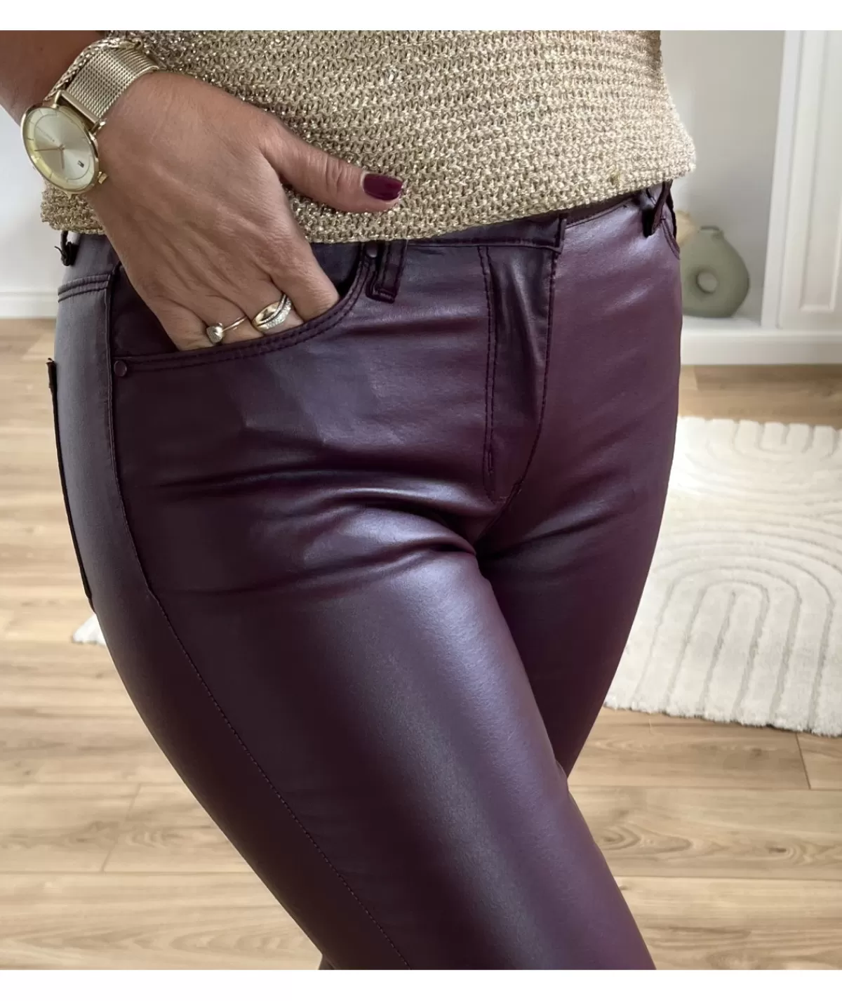 La boutique de Lilie Jeans / Pantalons>JEANS HUILE ROSALIE Bordeaux