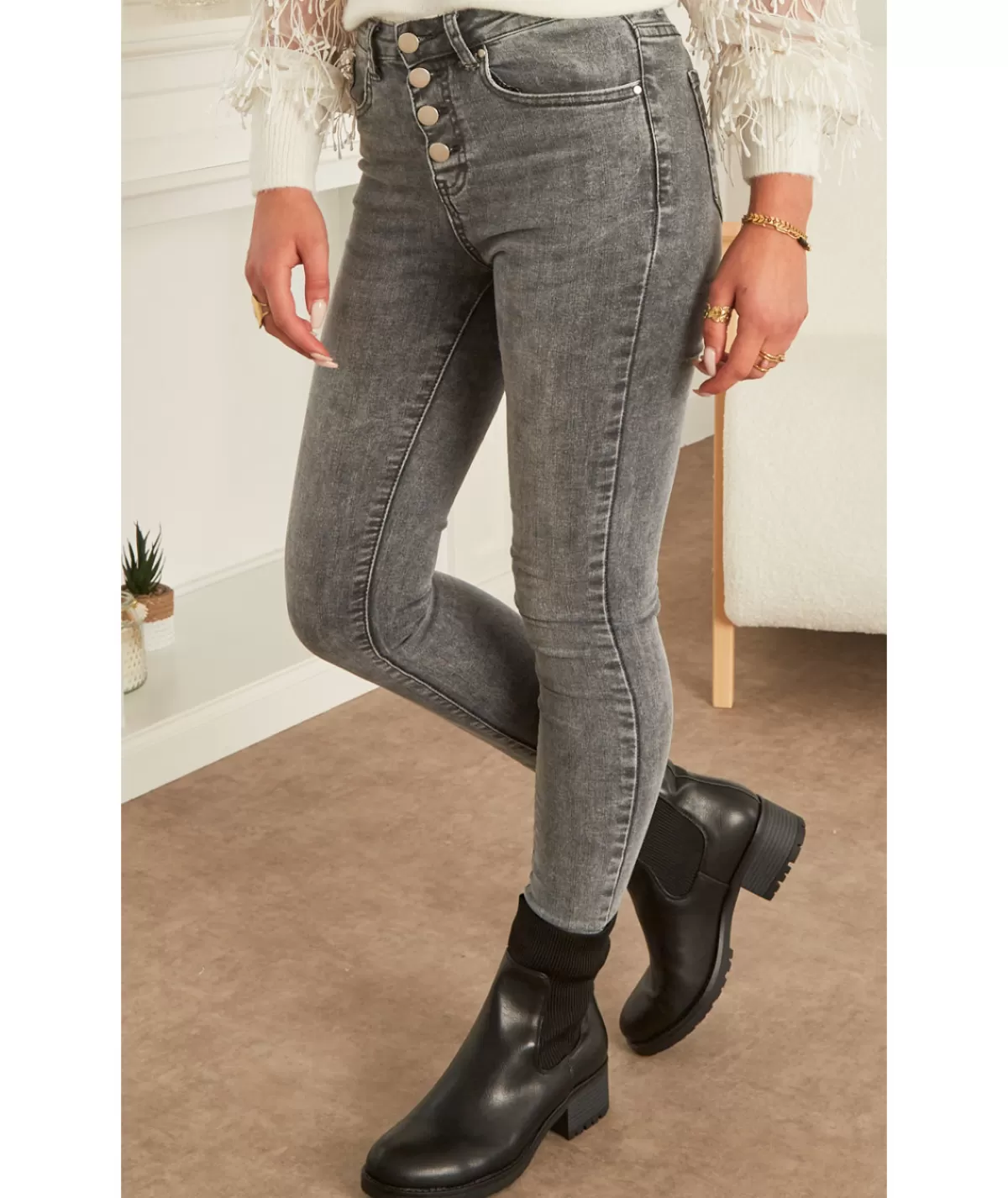 La boutique de Lilie Jeans / Pantalons>JEANS SYBILE Gris