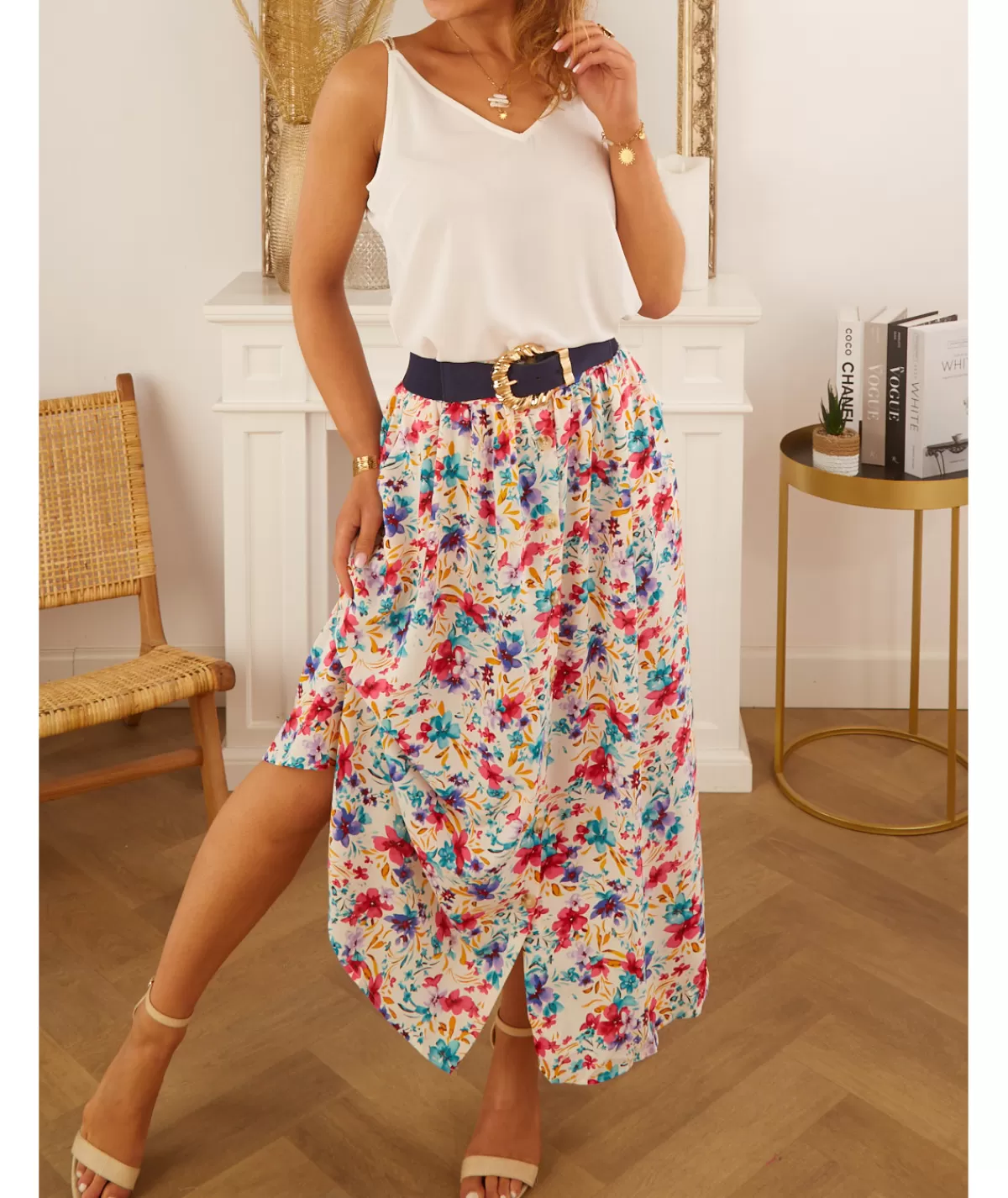 La boutique de Lilie Jupes / Shorts>JUPE DELPHINE LONGUE Bleu