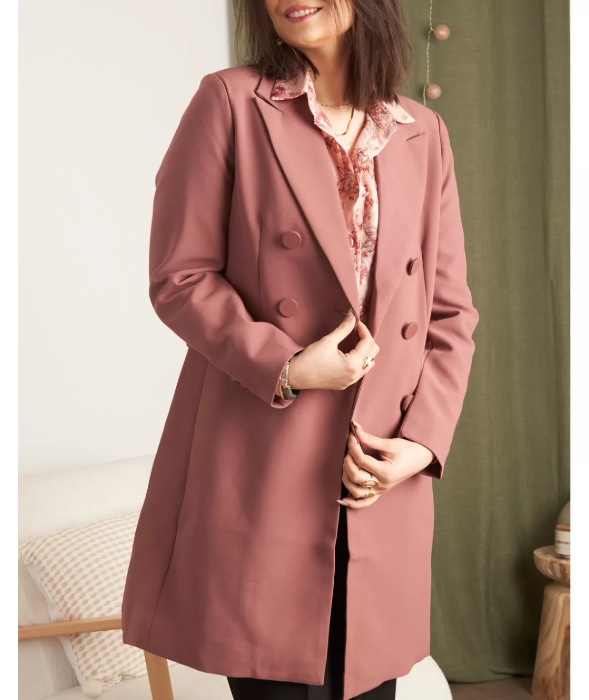 La boutique de Lilie Manteaux>MANTEAU NACERA LONG Vieuxrose