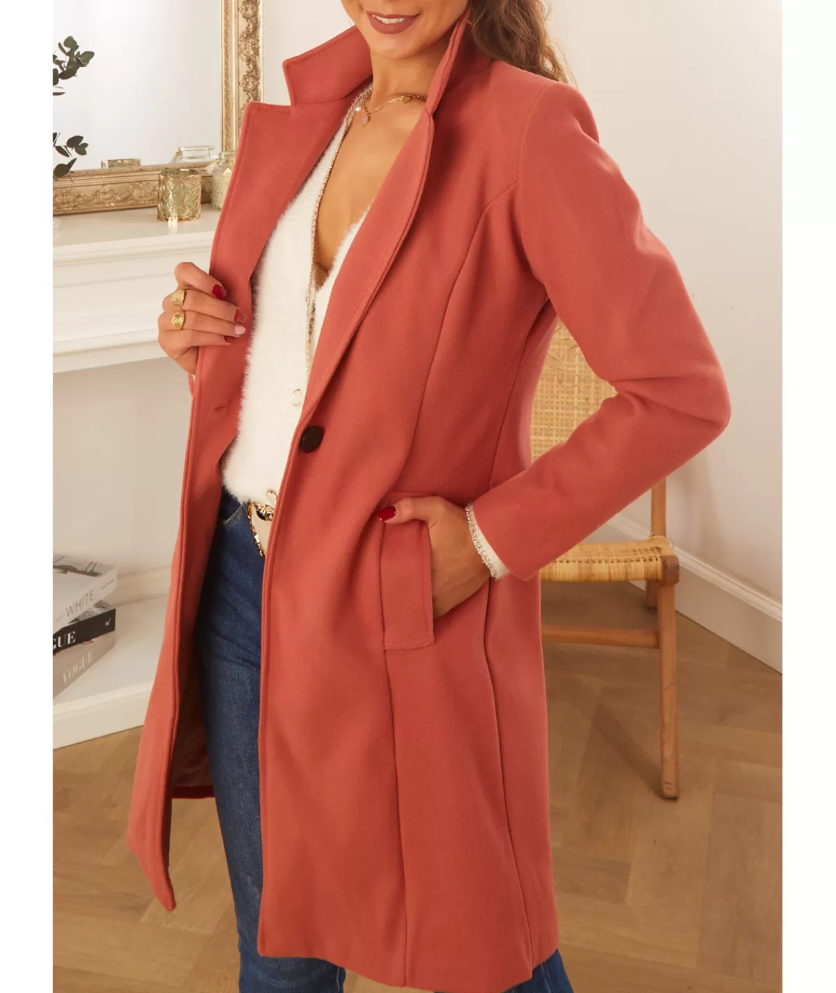 La boutique de Lilie Manteaux>MANTEAU PETRA VIEUX ROSE Vieuxrose
