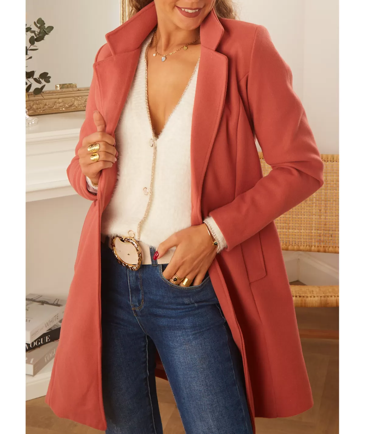 La boutique de Lilie Manteaux>MANTEAU PETRA VIEUX ROSE Vieuxrose