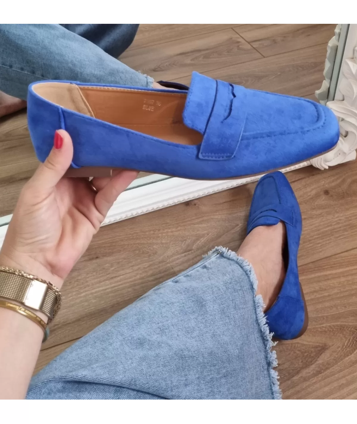La boutique de Lilie Derbies & Mocassins>MOCASSIN ROMANE Bleuelectrique