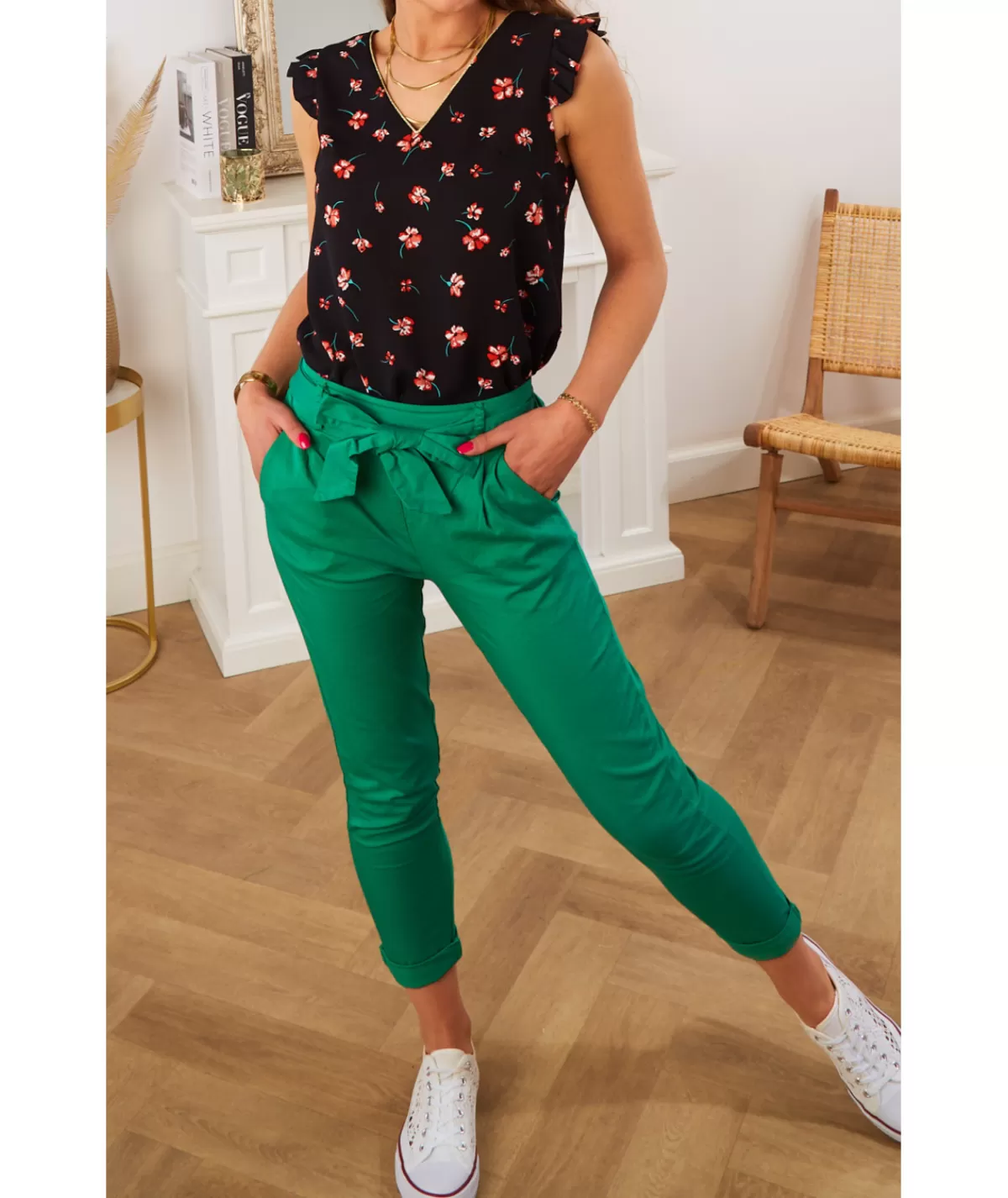 La boutique de Lilie Jeans / Pantalons>PANTALON 7/8 THAIS Vert