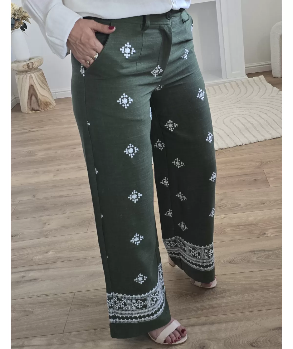 La boutique de Lilie Jeans / Pantalons>PANTALON CLAIRE EN LIN Kaki