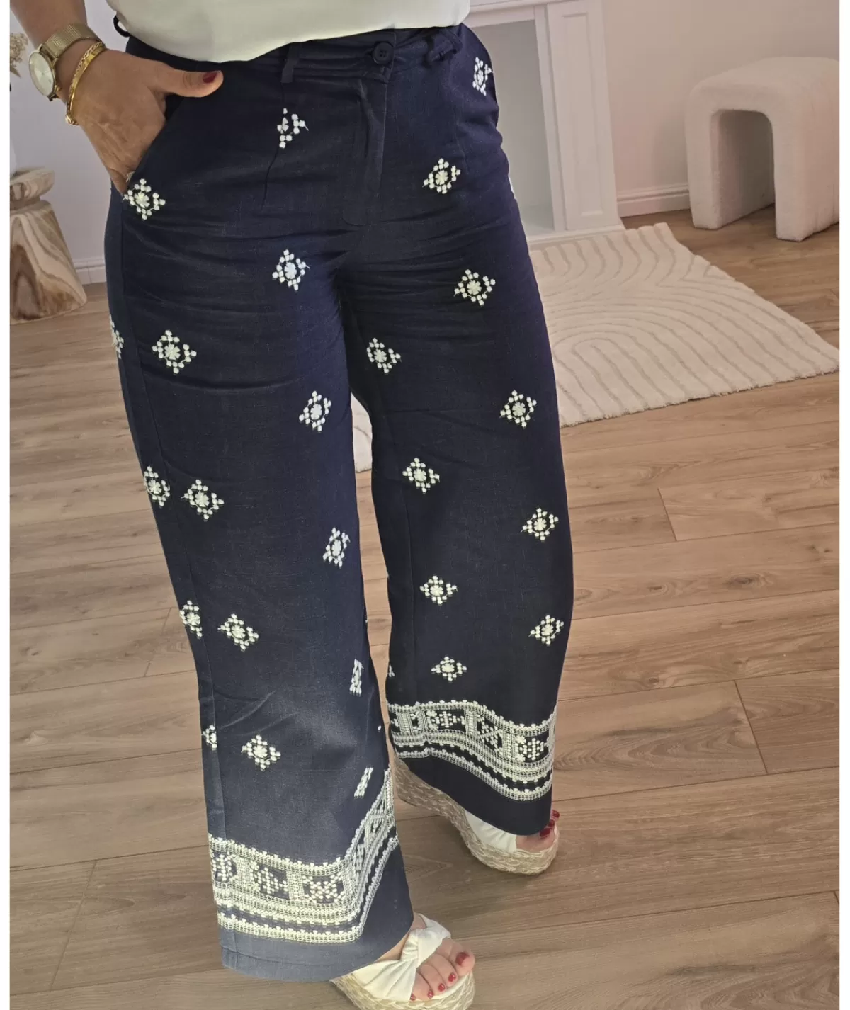 La boutique de Lilie Jeans / Pantalons>PANTALON CLAIRE EN LIN Marine