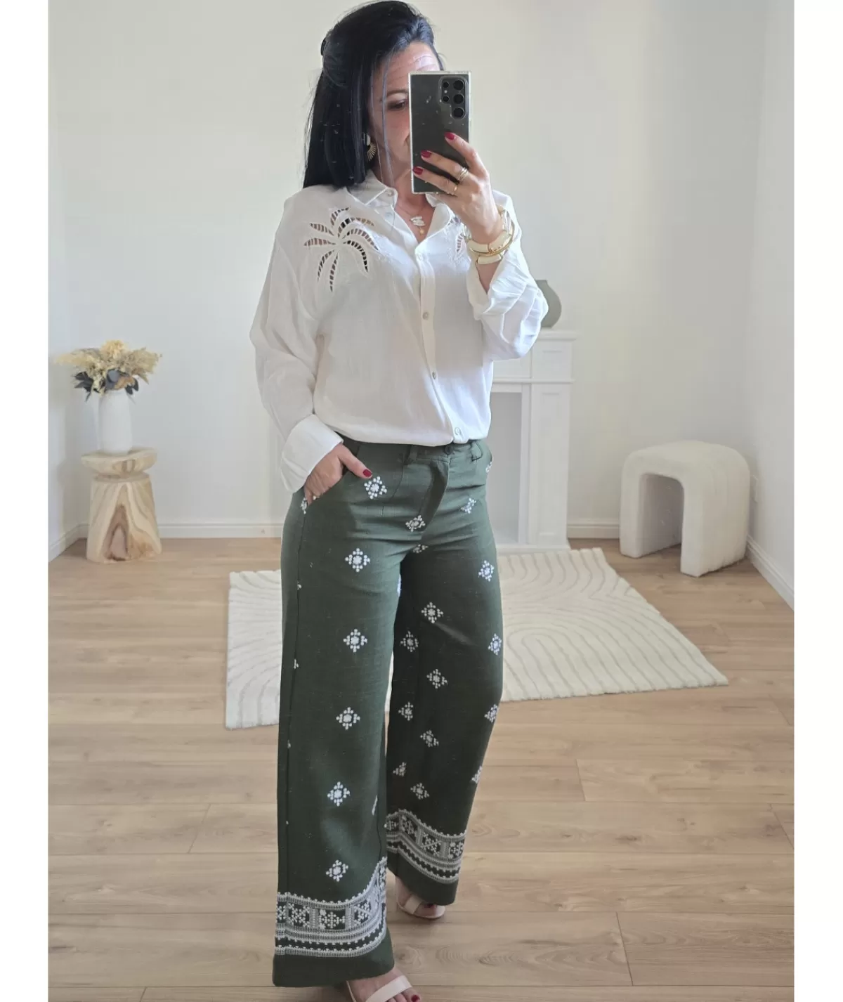 La boutique de Lilie Jeans / Pantalons>PANTALON CLAIRE EN LIN Kaki