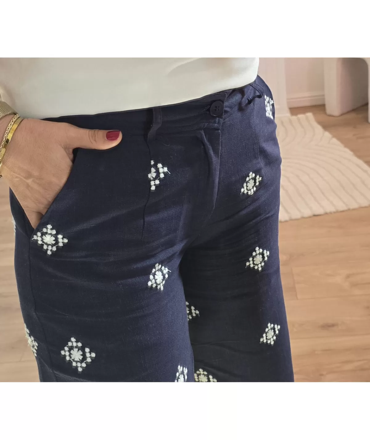 La boutique de Lilie Jeans / Pantalons>PANTALON CLAIRE EN LIN Marine