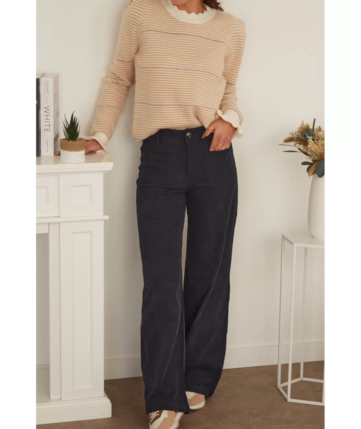 La boutique de Lilie Jeans / Pantalons>PANTALON VELOUR LAURENZA - Marine