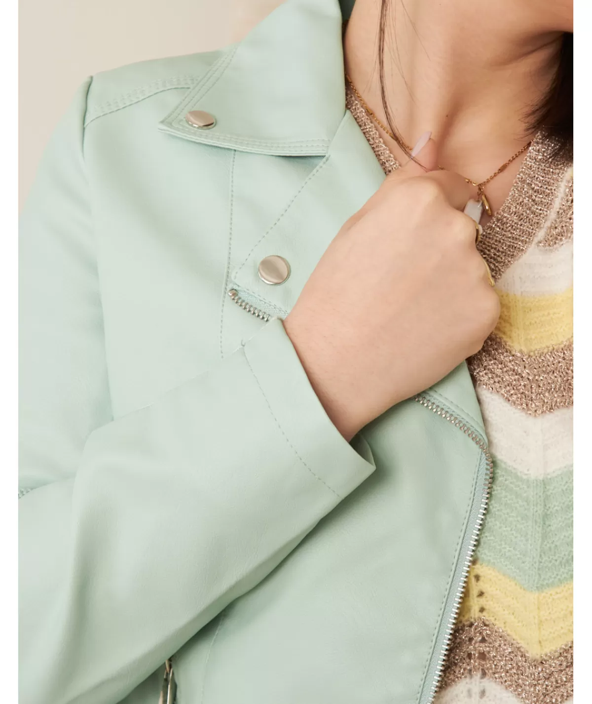 La boutique de Lilie Vestes>PERFECTO SIMILI CUIR BRUNA Vertdeau