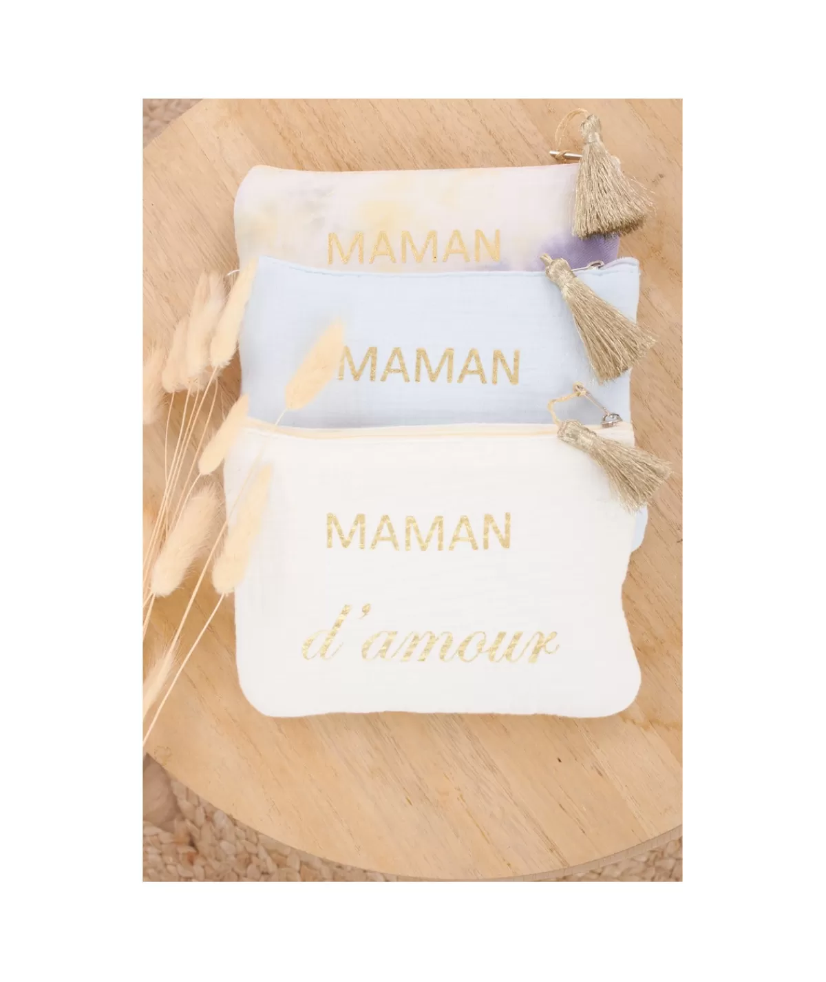 La boutique de Lilie Sacs / Idées Cadeaux>POCHETTE MAMAN D AMOUR Blanc