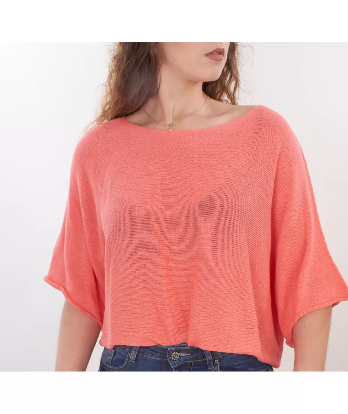 La boutique de Lilie Pulls / Gilets>PULL COURT ANNE SOPHIE Corail
