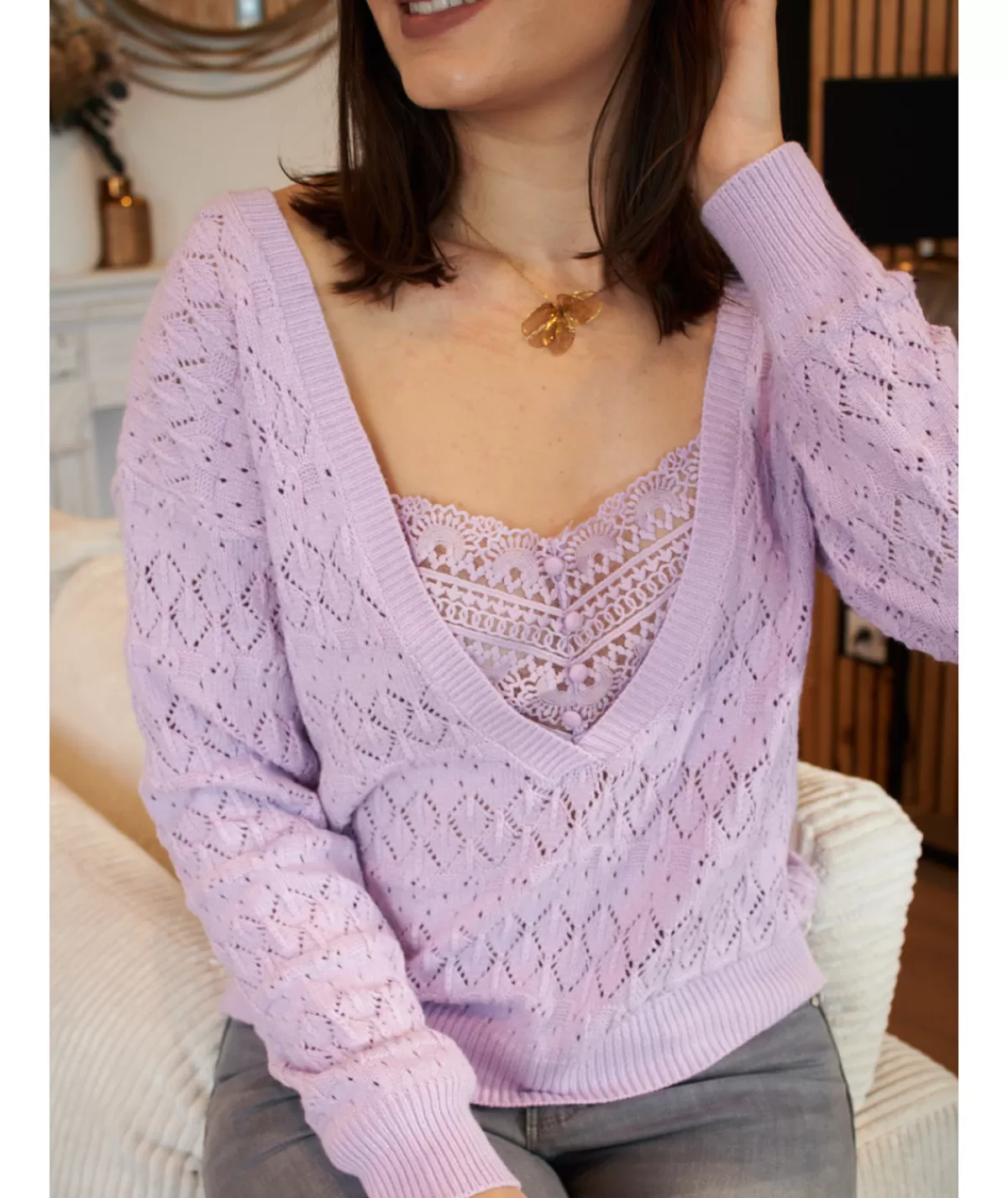 La boutique de Lilie Pulls / Gilets>PULL AUGUSTINE Lilas