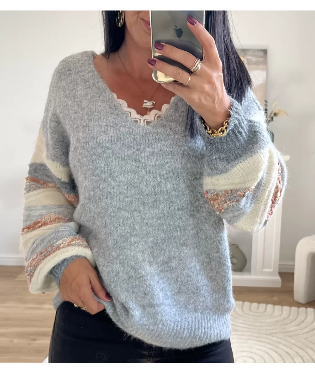 La boutique de Lilie Pulls / Gilets>PULL CLEMENT Gris