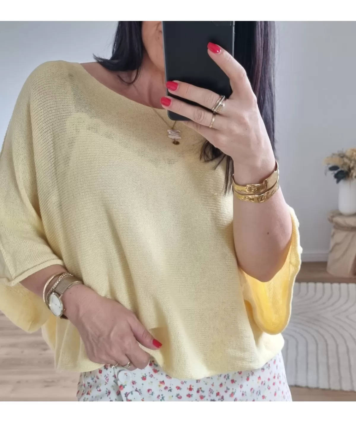 La boutique de Lilie Pulls / Gilets>PULL COURT ANNE-SOPHIE Jaune