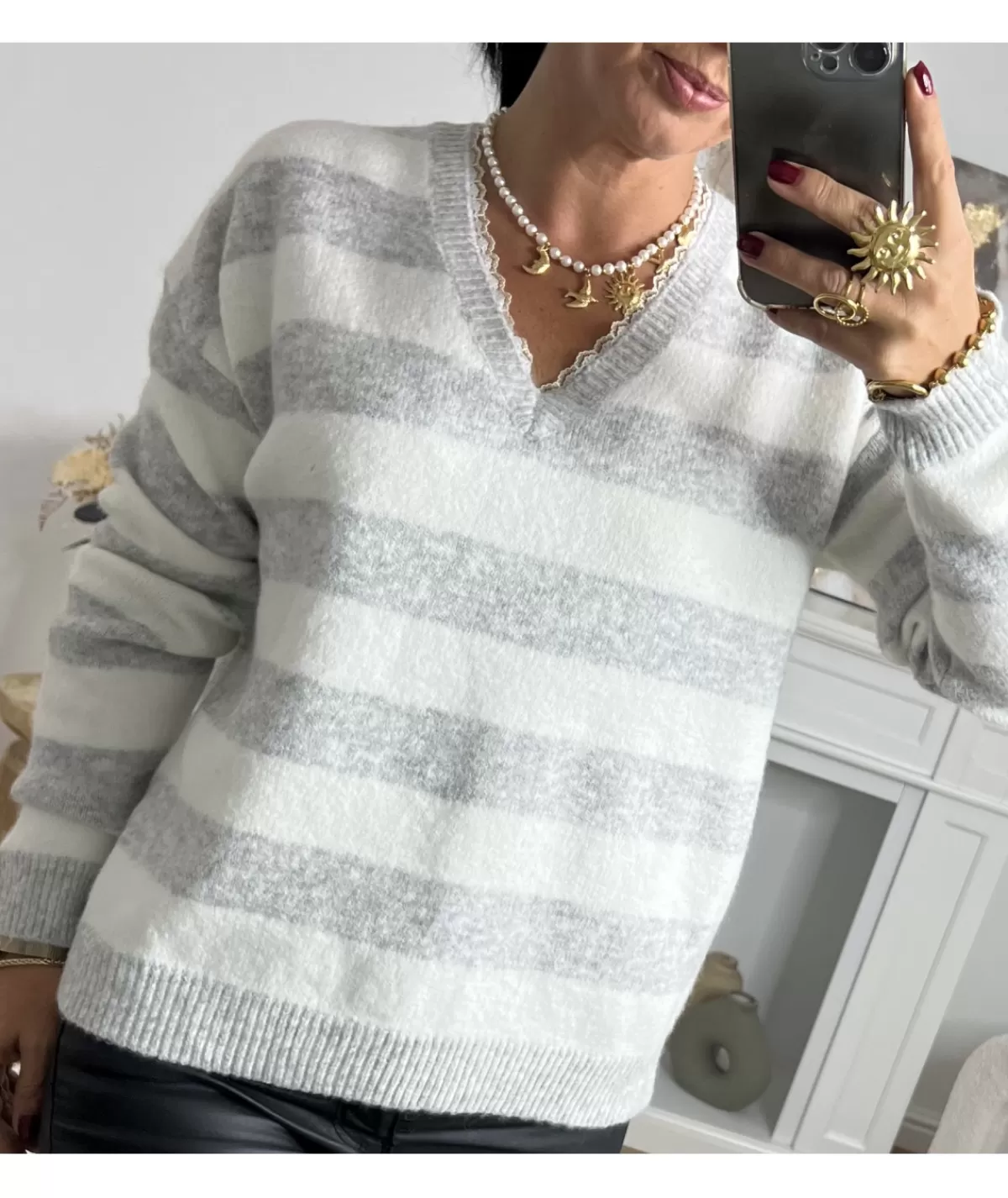 La boutique de Lilie Pulls / Gilets>PULL ESTELLE Gris