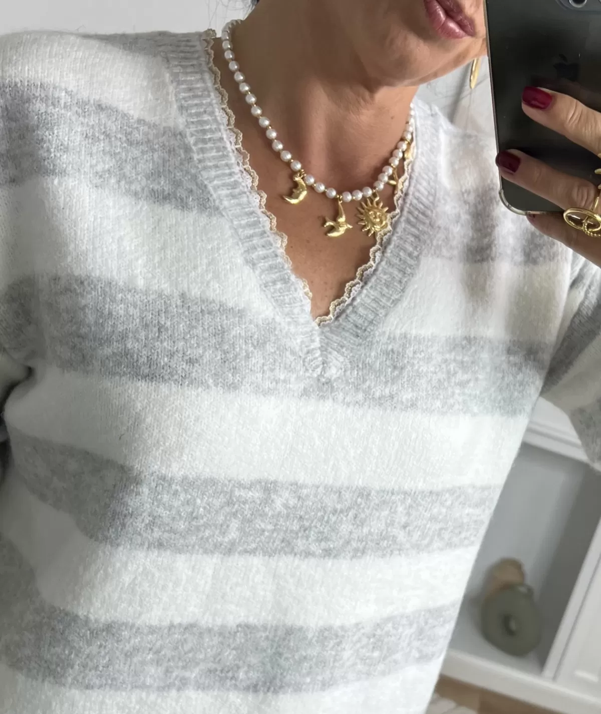 La boutique de Lilie Pulls / Gilets>PULL ESTELLE Gris