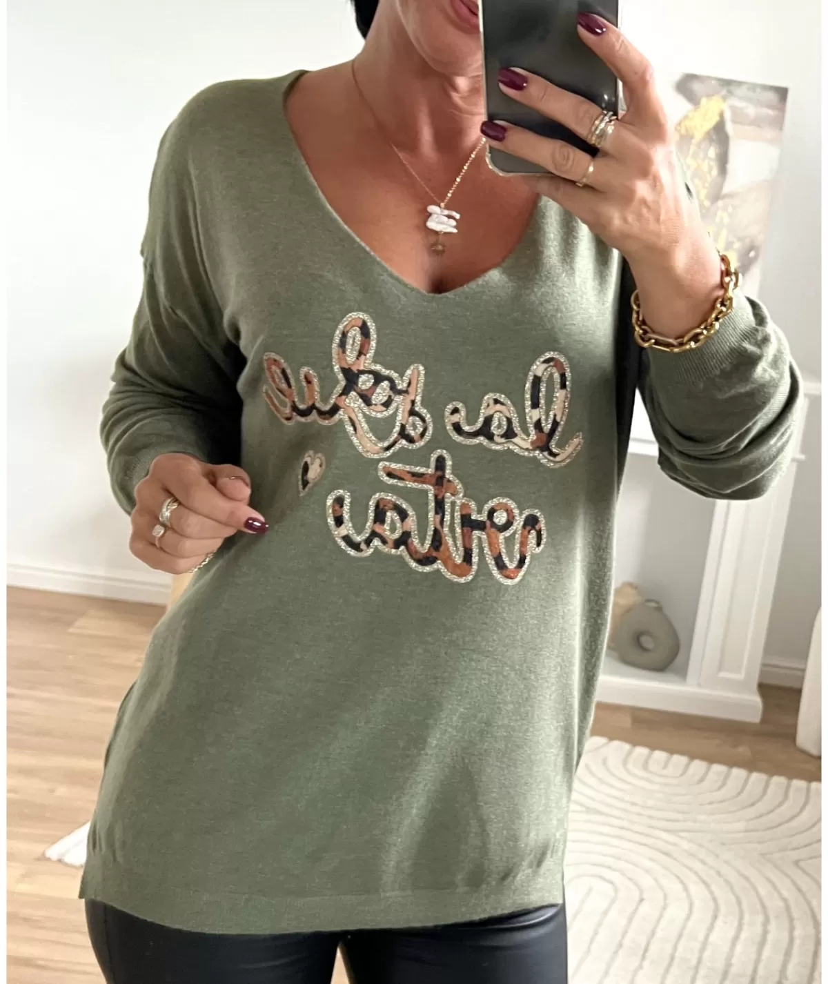 La boutique de Lilie Pulls / Gilets>PULL JASMIN Kaki