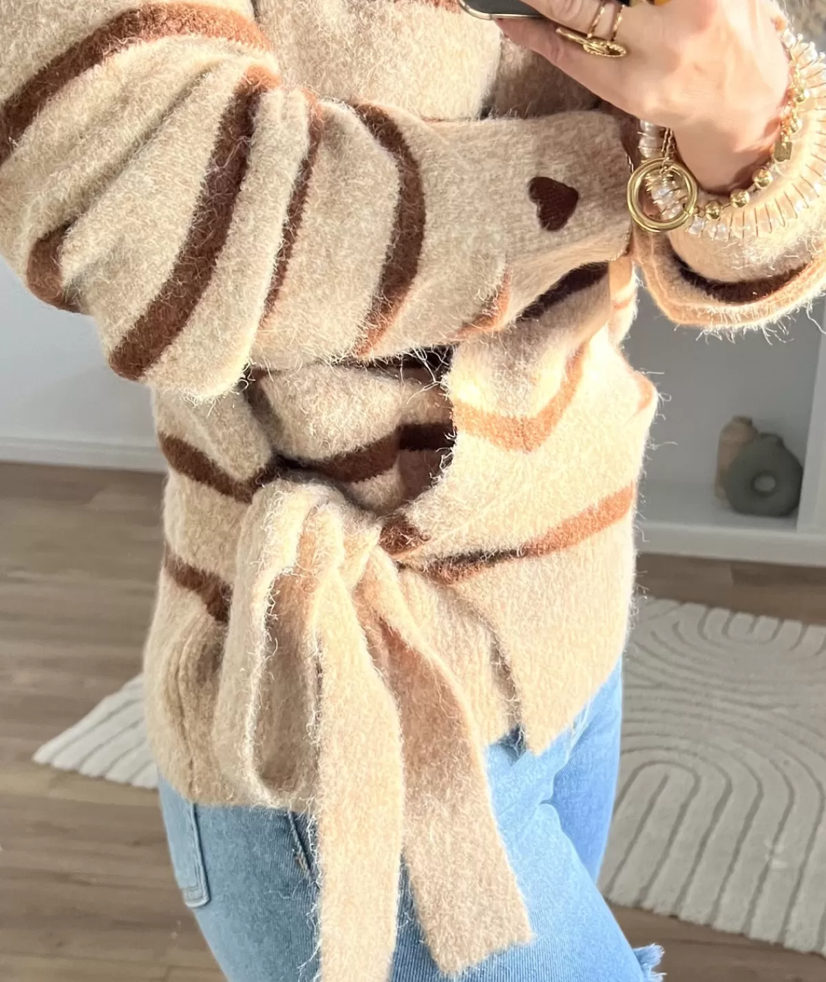 La boutique de Lilie Pulls / Gilets>PULL JEANNE CACHE COEUR Taupe