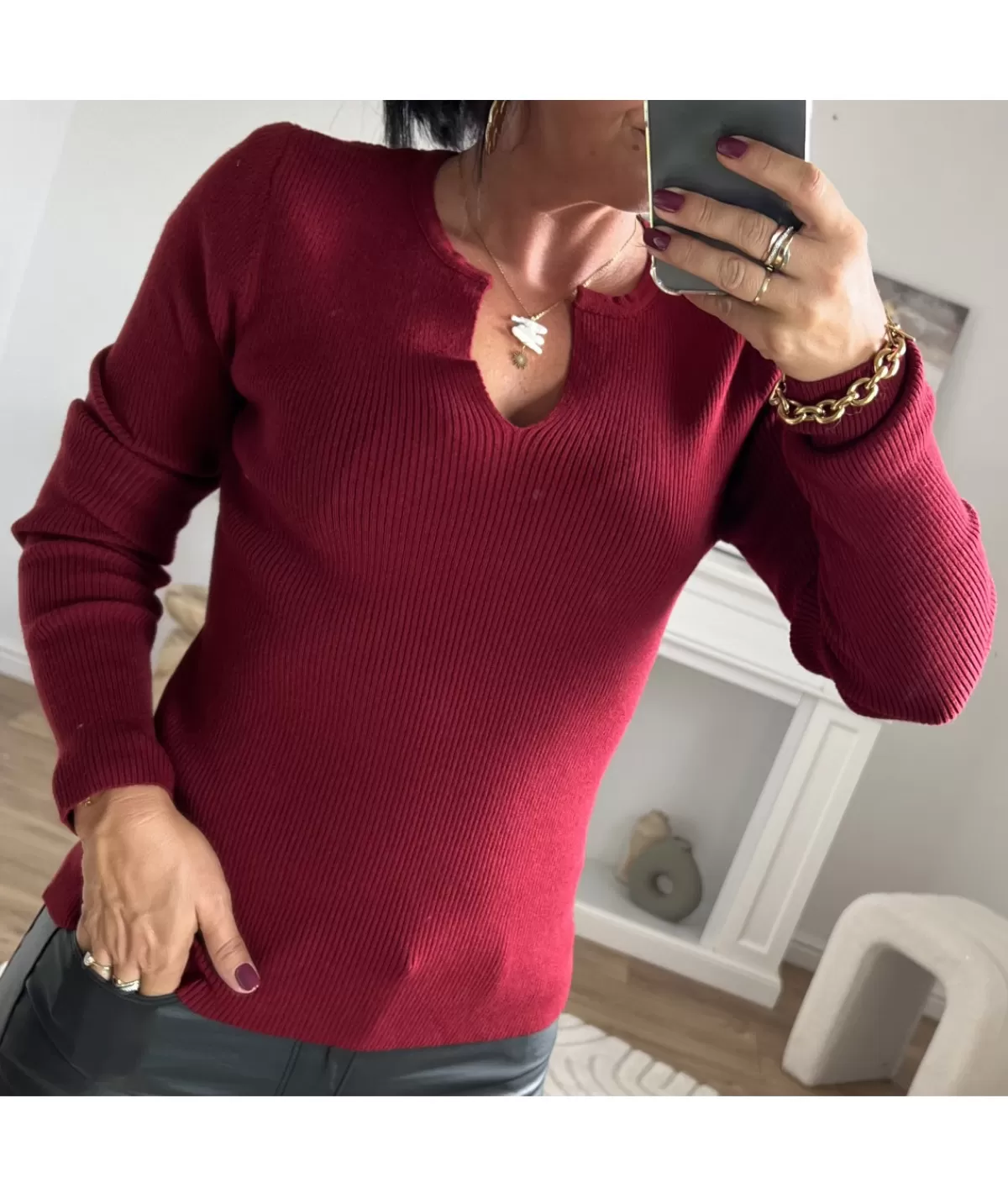 La boutique de Lilie Pulls / Gilets>PULL JUSTINE Rougebordeaux