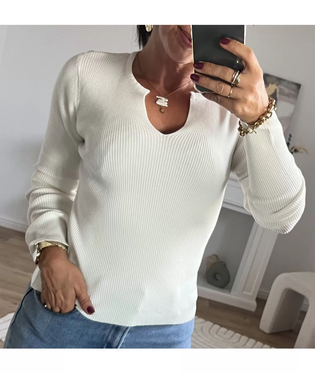 La boutique de Lilie Pulls / Gilets>PULL JUSTINE Blanc