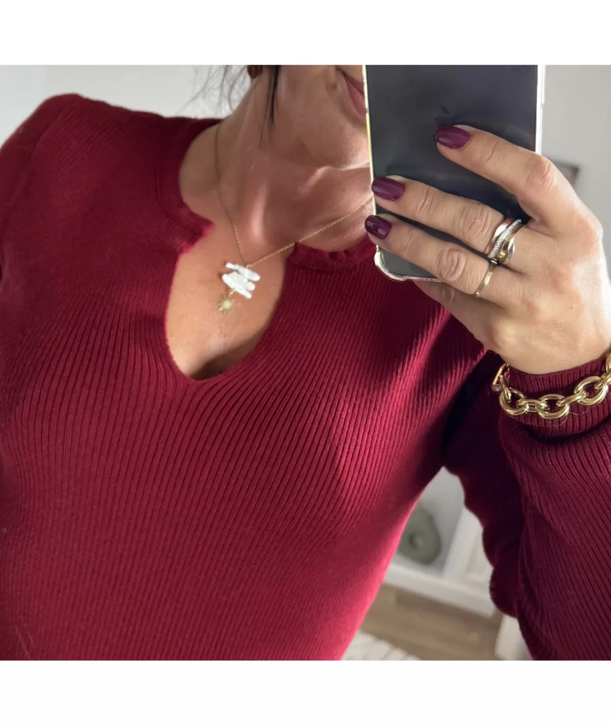 La boutique de Lilie Pulls / Gilets>PULL JUSTINE Rougebordeaux
