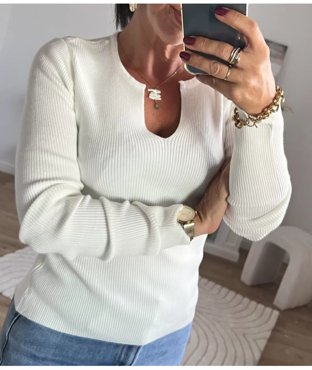 La boutique de Lilie Pulls / Gilets>PULL JUSTINE Blanc