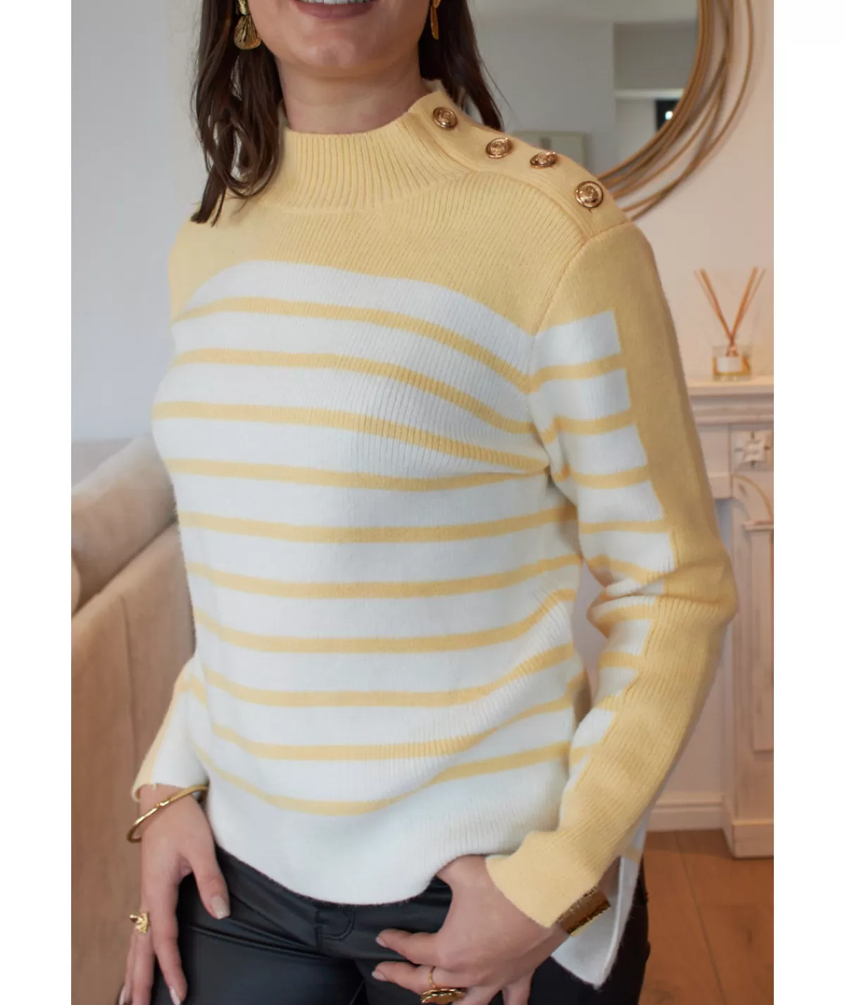 La boutique de Lilie Pulls / Gilets>PULL MURIELLE Jaune