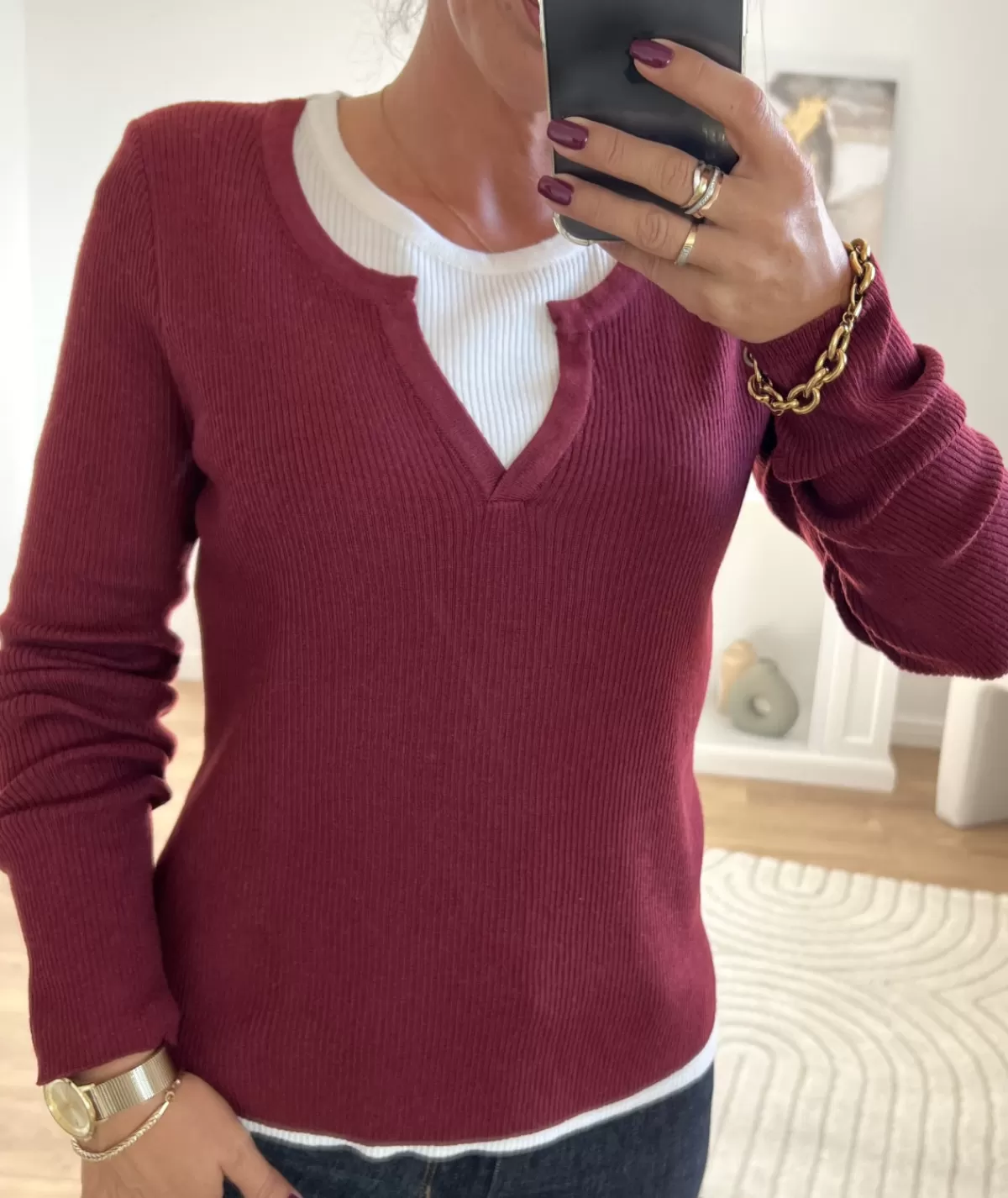 La boutique de Lilie Pulls / Gilets>PULL OLIVIA Bordeaux