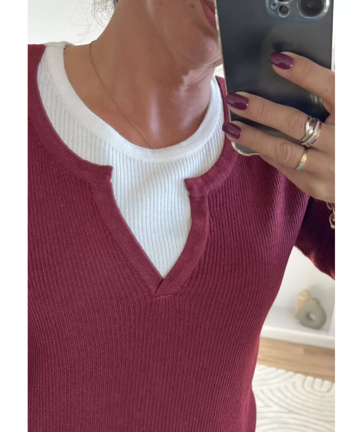 La boutique de Lilie Pulls / Gilets>PULL OLIVIA Bordeaux