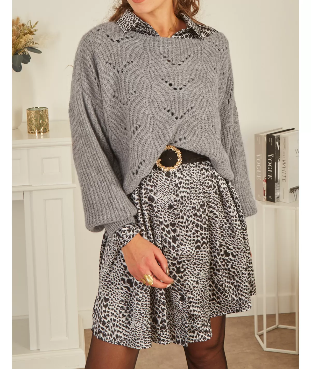 La boutique de Lilie Pulls / Gilets>PULL OWENA Grisfonce