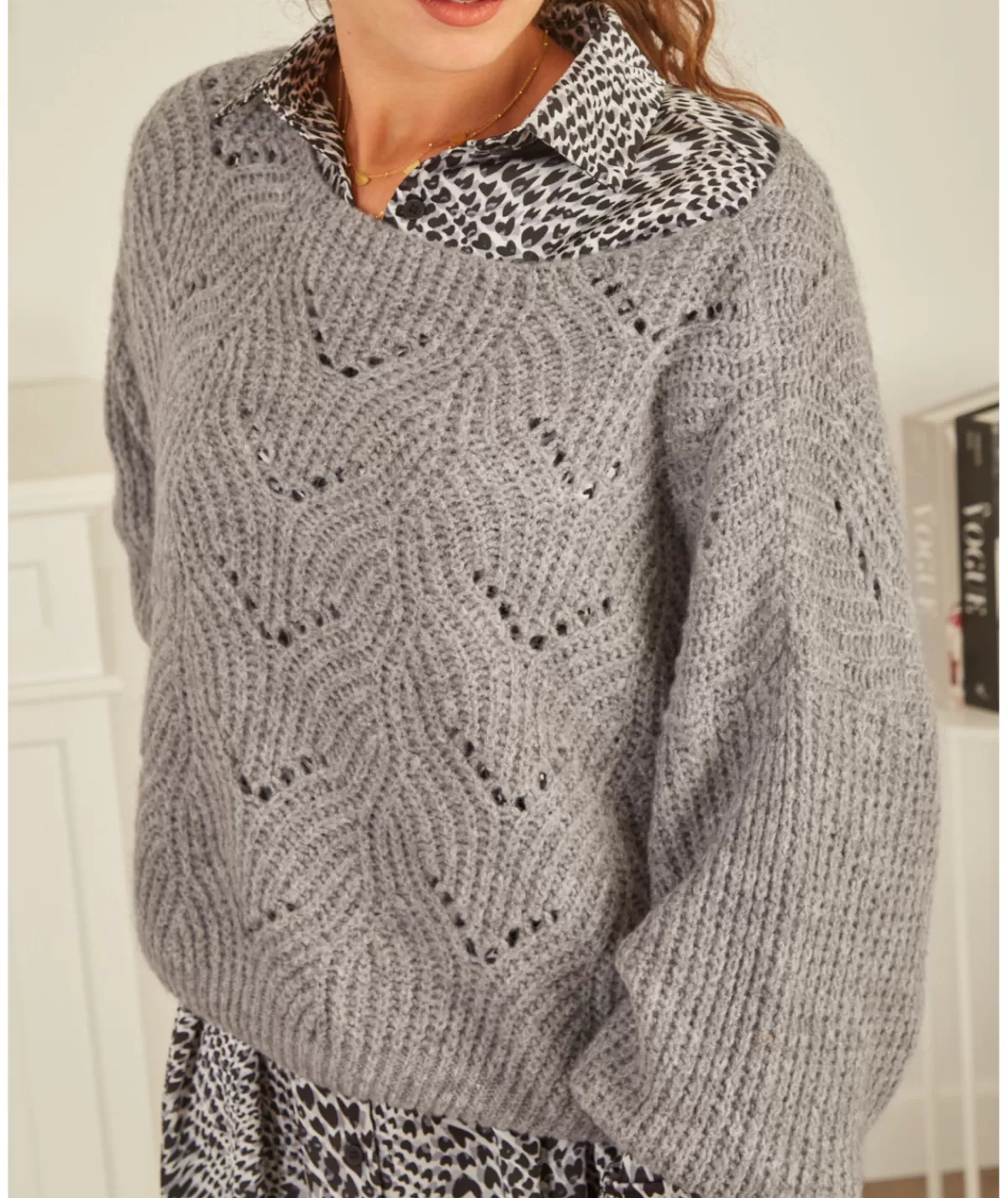 La boutique de Lilie Pulls / Gilets>PULL OWENA Grisfonce