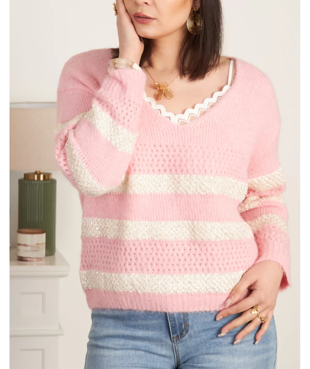 La boutique de Lilie Pulls / Gilets>PULL ROSALIE Rose