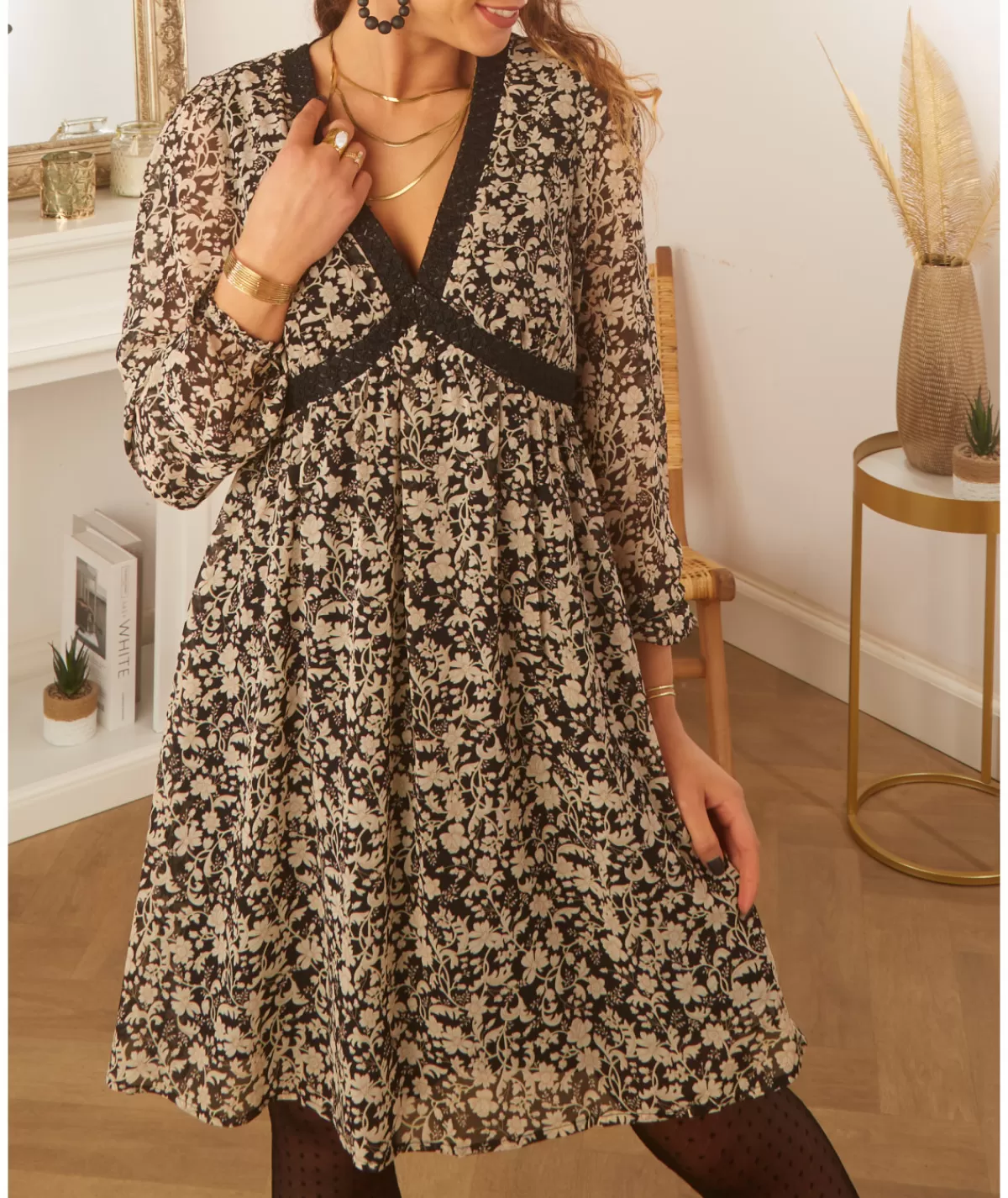 La boutique de Lilie Robes>ROBE FLORE ANNE Noir