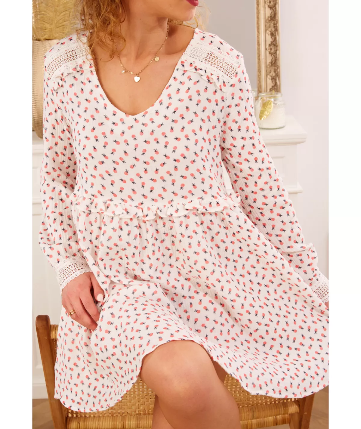La boutique de Lilie Robes>ROBE GAZ DE COTON ARIELLE Blanc