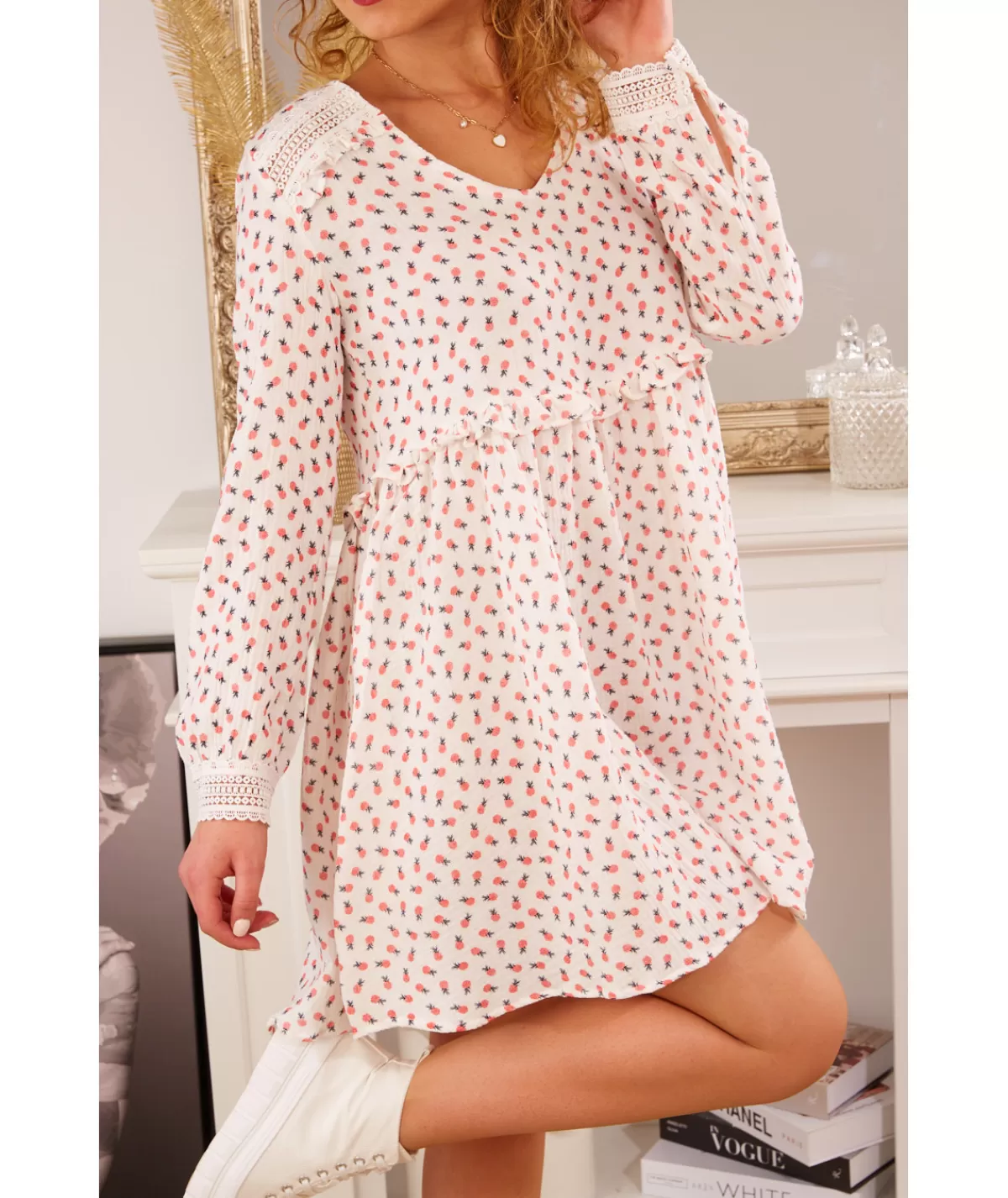 La boutique de Lilie Robes>ROBE GAZ DE COTON ARIELLE Blanc