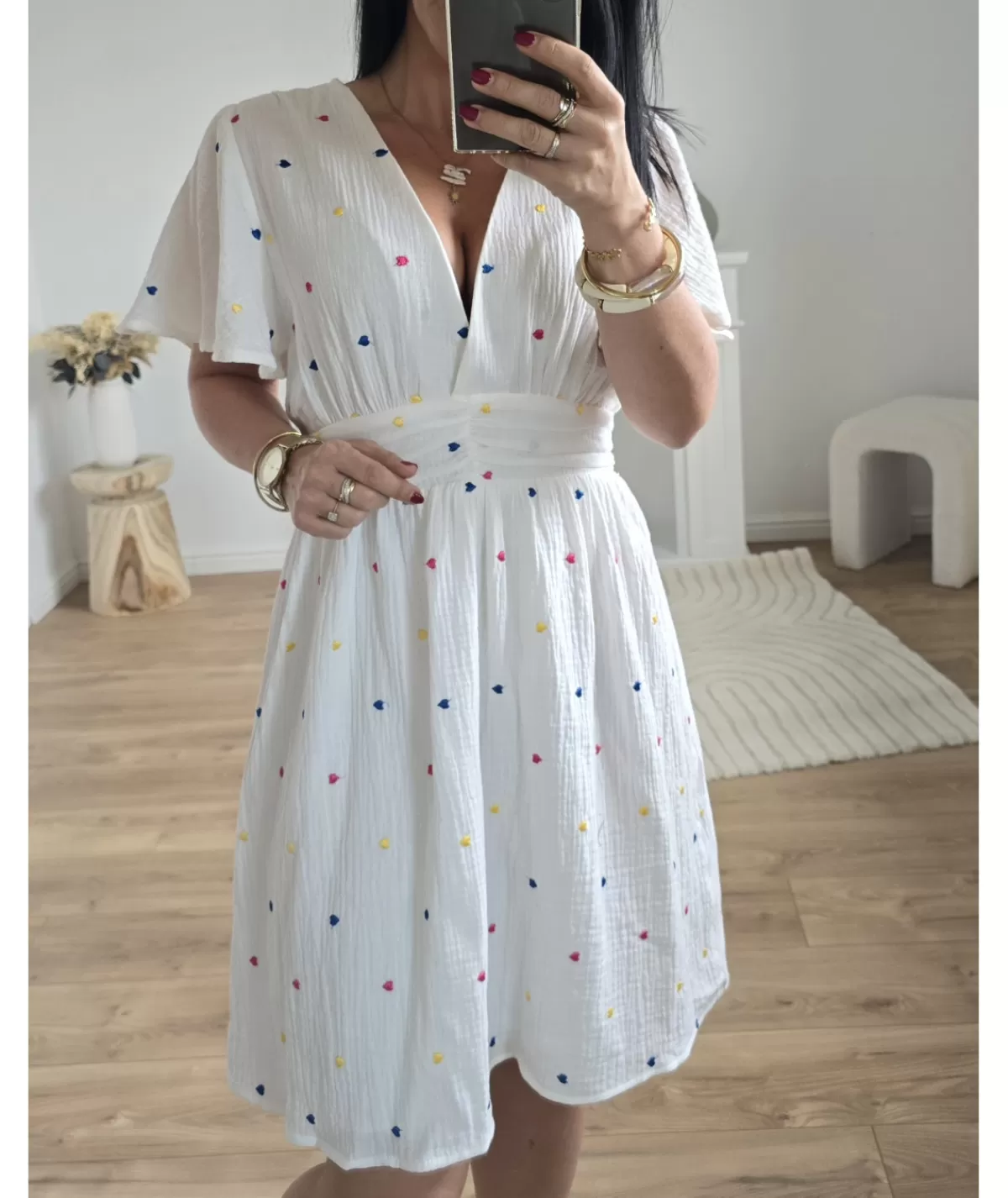 La boutique de Lilie Robes>ROBE LAURENCIA GAZE DE COTON Blanc