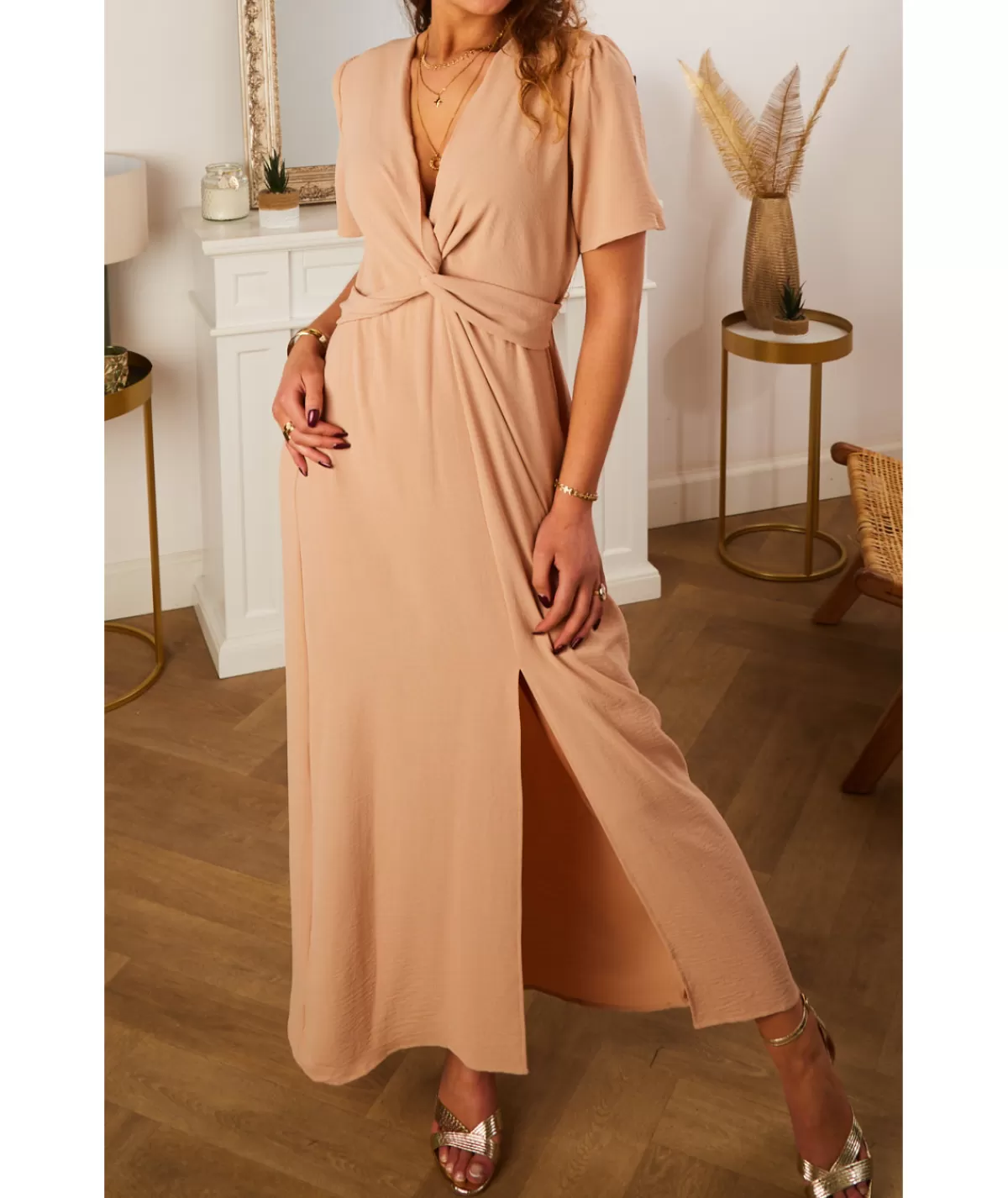 La boutique de Lilie Robes>ROBE MILA LONGUE Beige