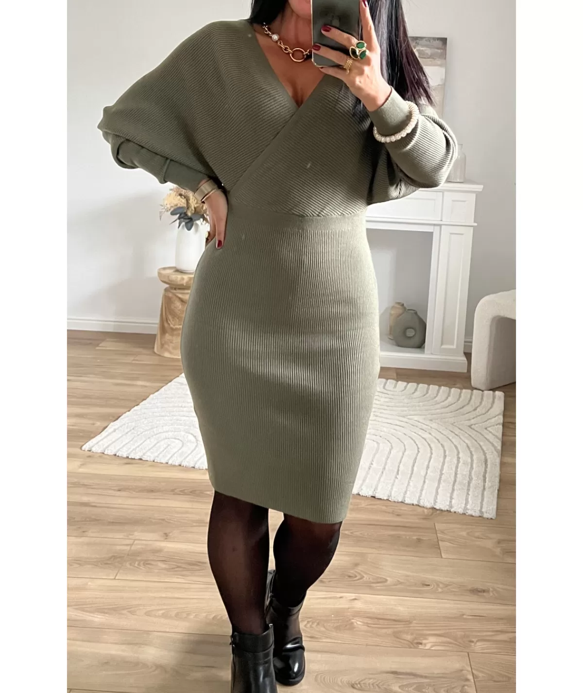 La boutique de Lilie Robes>ROBE PULL OLIVINE Kaki