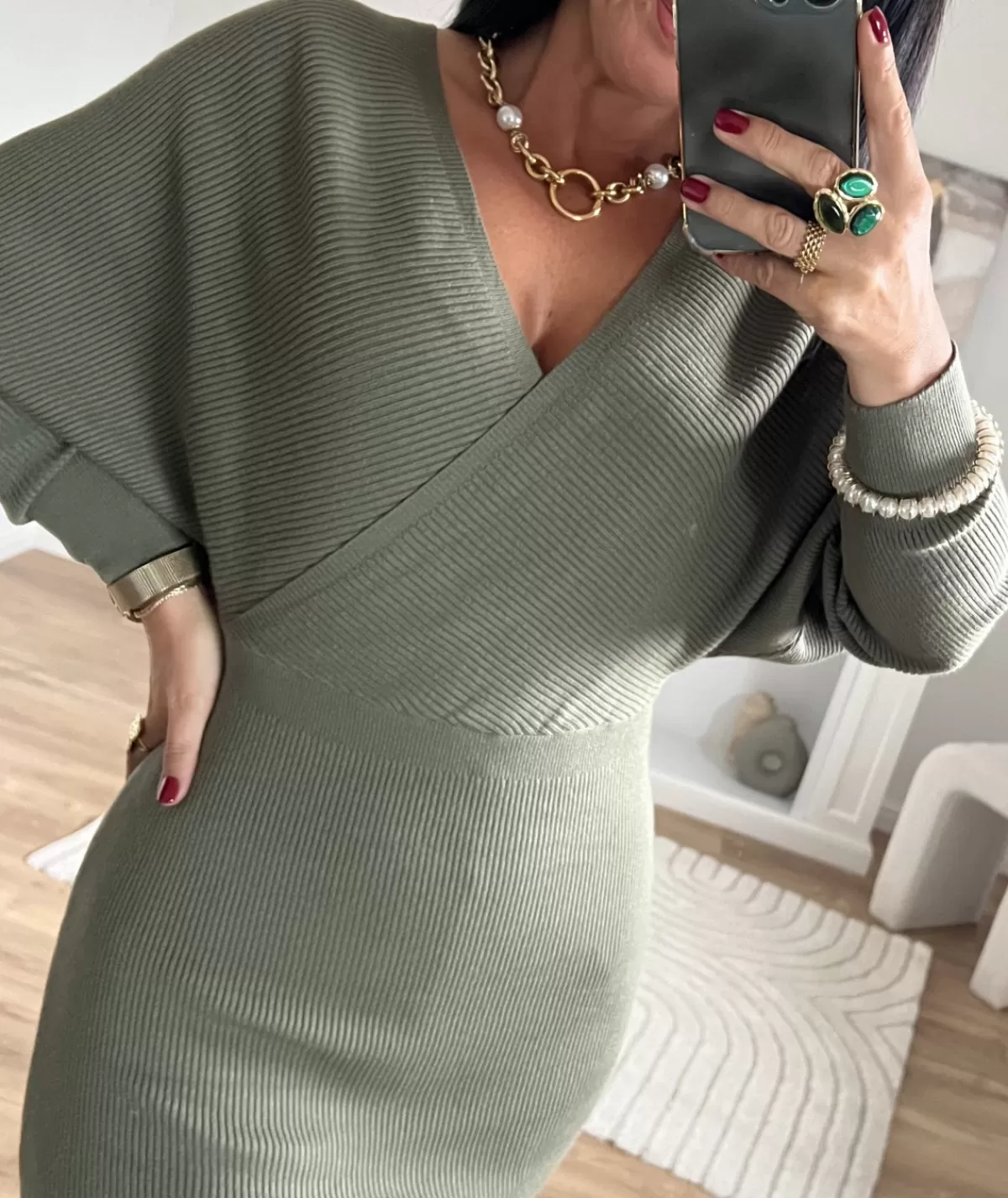 La boutique de Lilie Robes>ROBE PULL OLIVINE Kaki