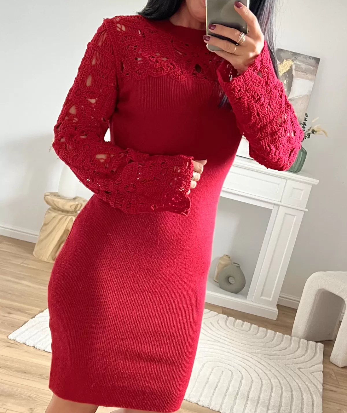 La boutique de Lilie Robes>ROBE PULL RAQUIEL II Rouge