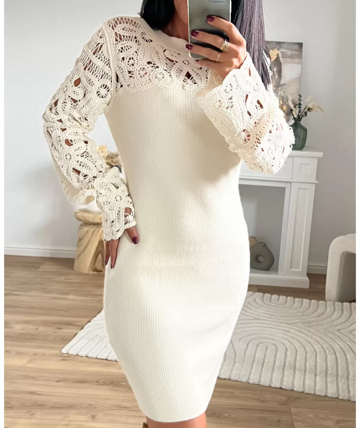La boutique de Lilie Robes>ROBE PULL RAQUIEL II Blanccassé