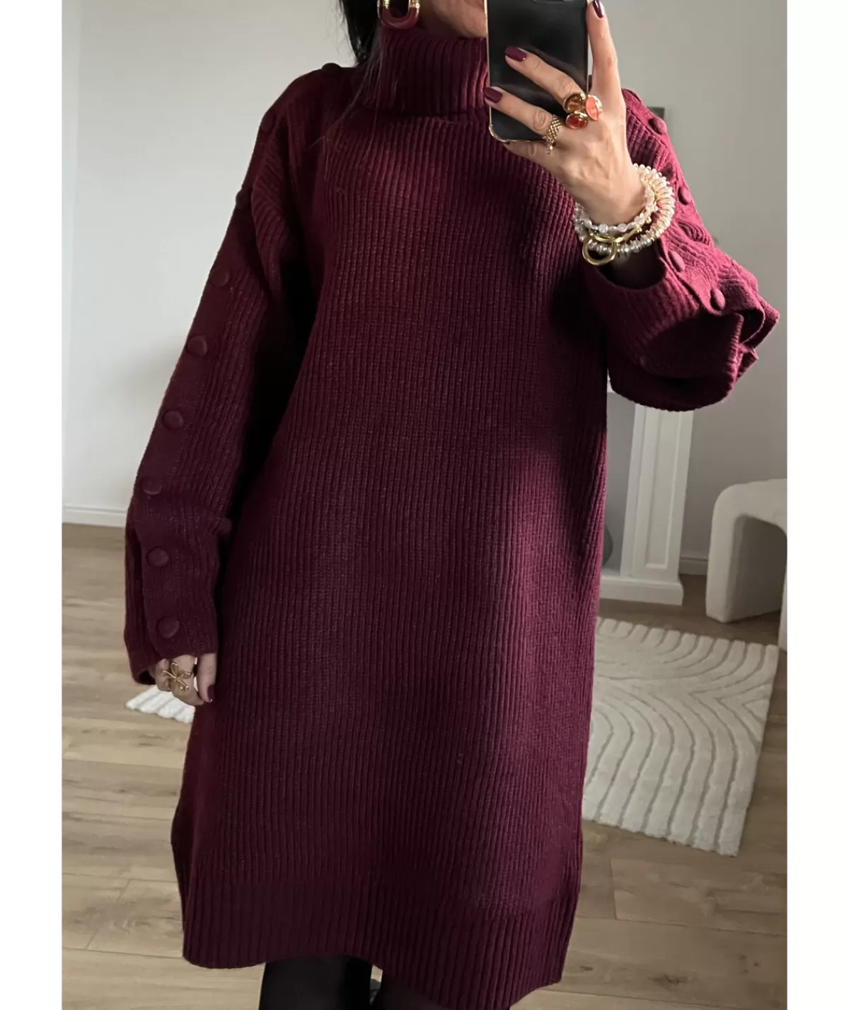 La boutique de Lilie Robes>ROBE PULL SALMA Bordeaux