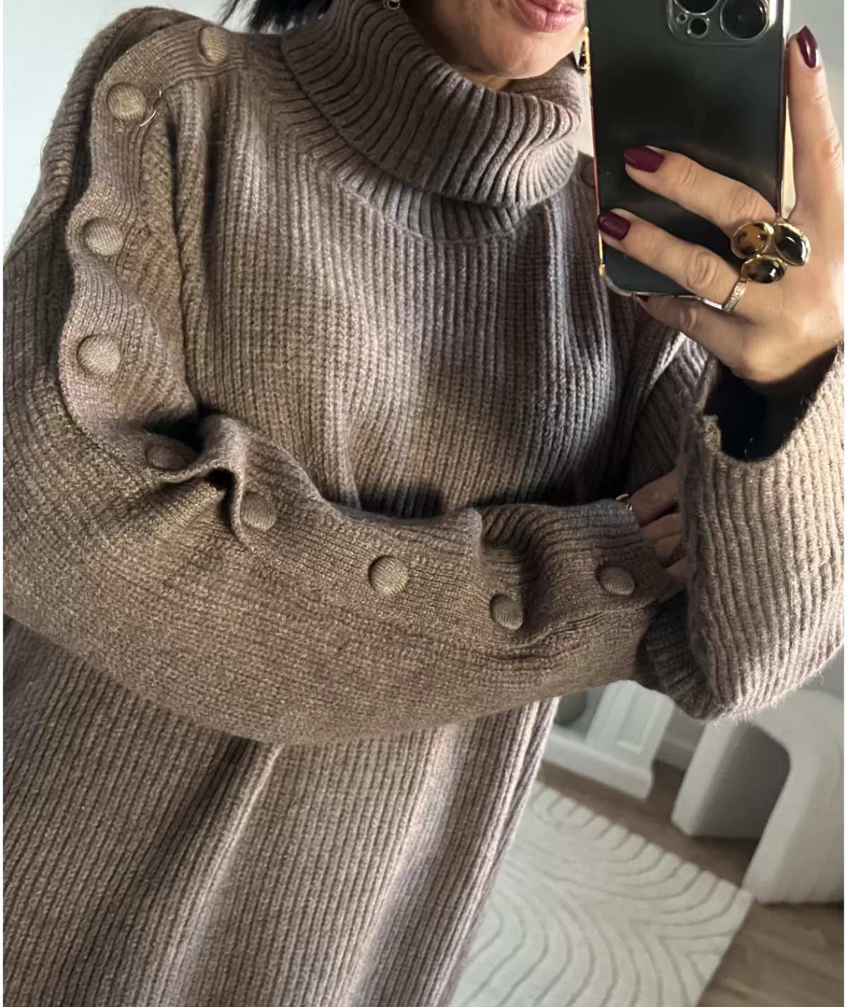 La boutique de Lilie Robes>ROBE PULL SALMA Taupe