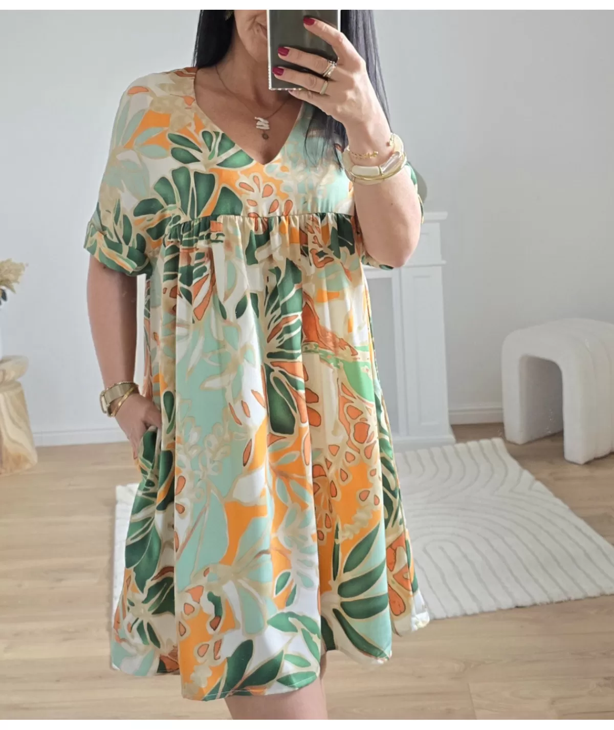 La boutique de Lilie Robes>ROBE SHORT ALBANE Vert