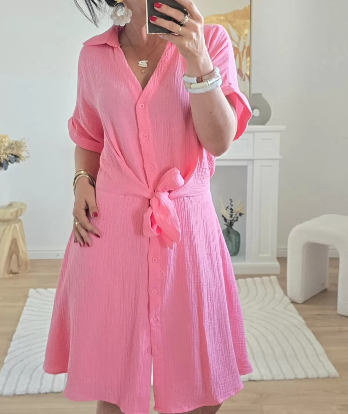 La boutique de Lilie Robes>ROBE STEFFY GAZE DE COTON Corail