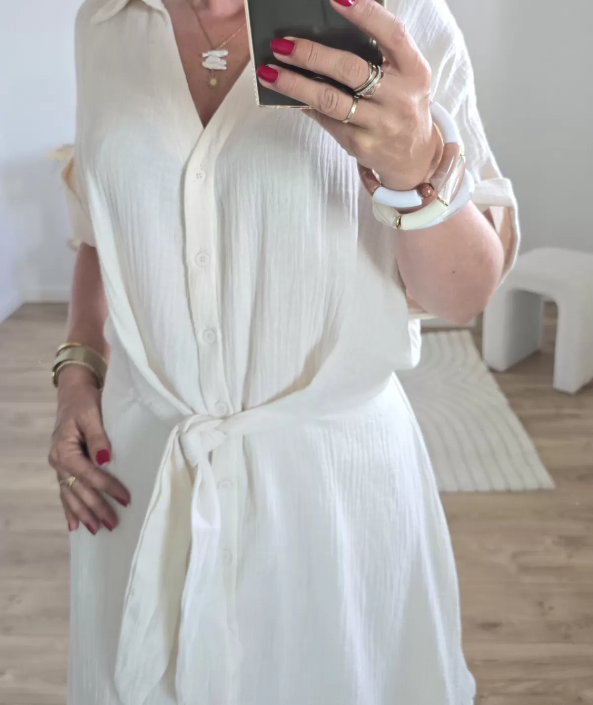La boutique de Lilie Robes>ROBE STEFFY GAZE DE COTON Beige